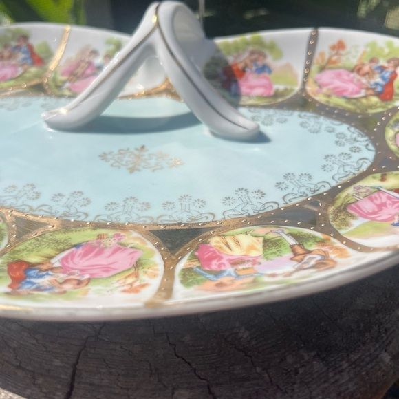 Arnart Creation Heart Courtship Vanity Dish Gold Trim Hand Painted Japan - Picture 3 of 12